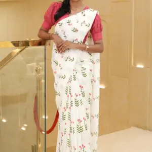 pink blossom saree