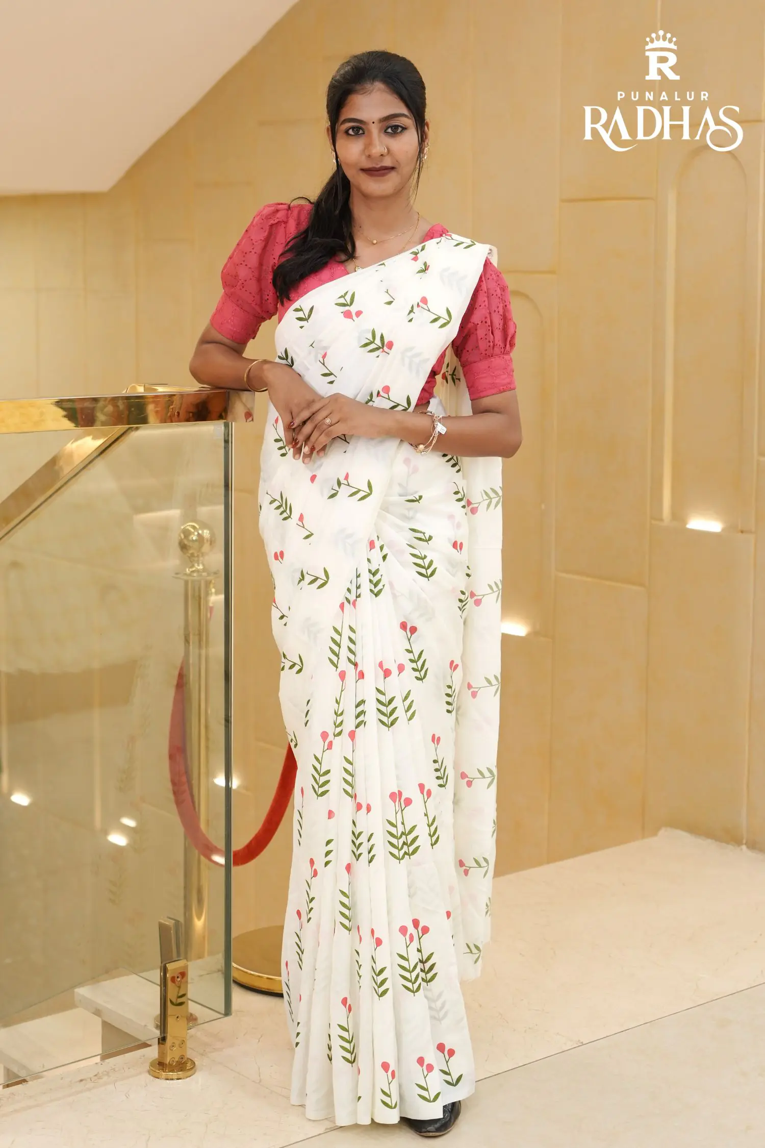 pink blossom saree
