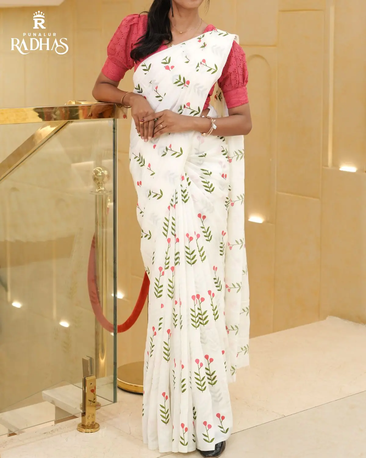 pink blossom saree