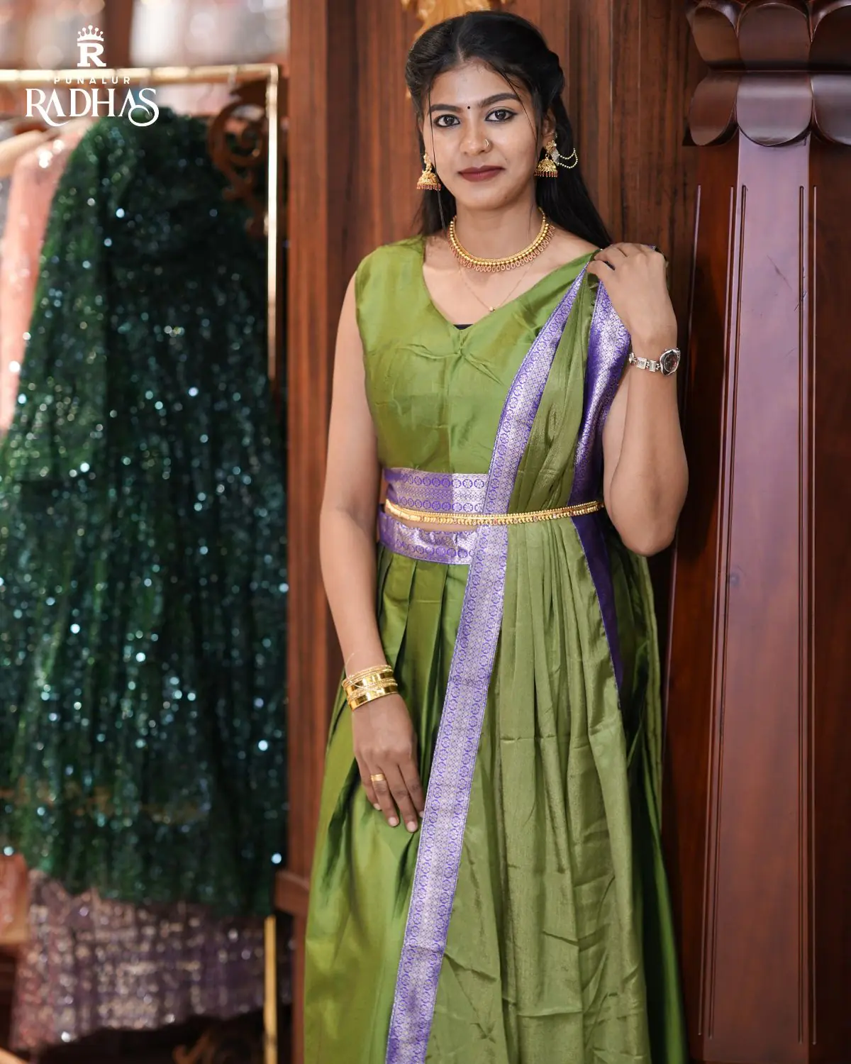 stitched dhavani set